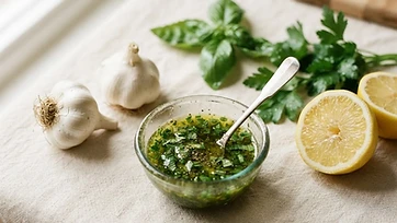 Fresh herb vinaigrette with garlic, lemon and basil