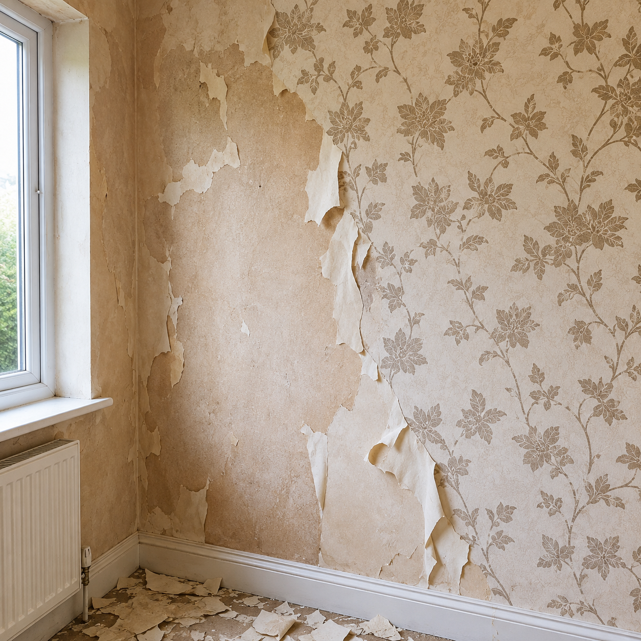 Bedroom — wallpaper removal & full redecorate