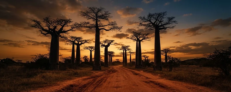 Avenue of the Baobabs at dusk