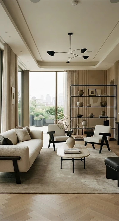 A refined modern luxury interior lounge