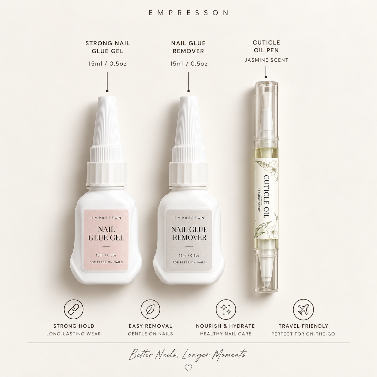 Empresson Long-Wear Glue Set — nail glue and remover