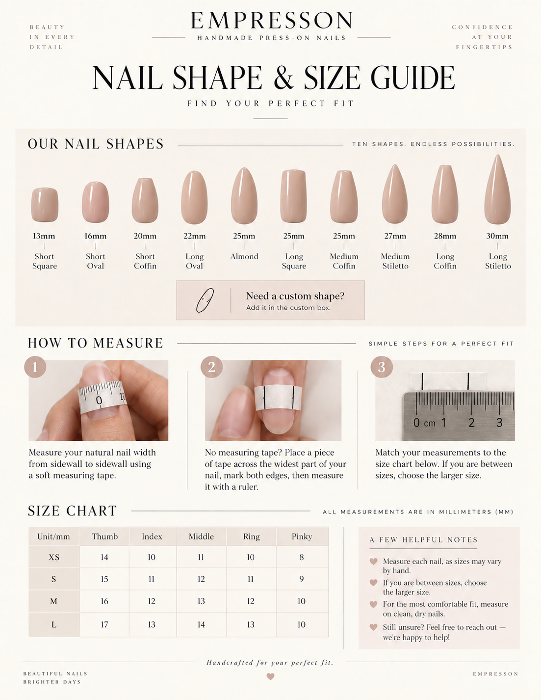 Nail Shape & Size Guide — find your perfect fit