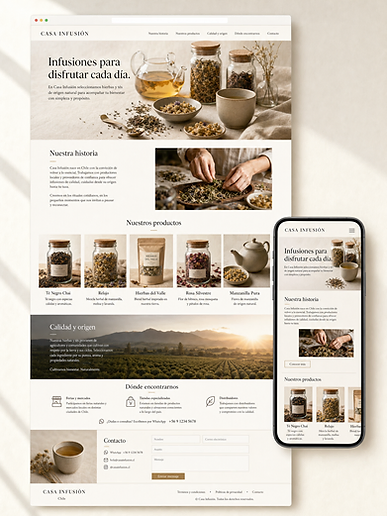 Ejemplo de web institucional terminada para Casa Infusión, con versión escritorio y móvil