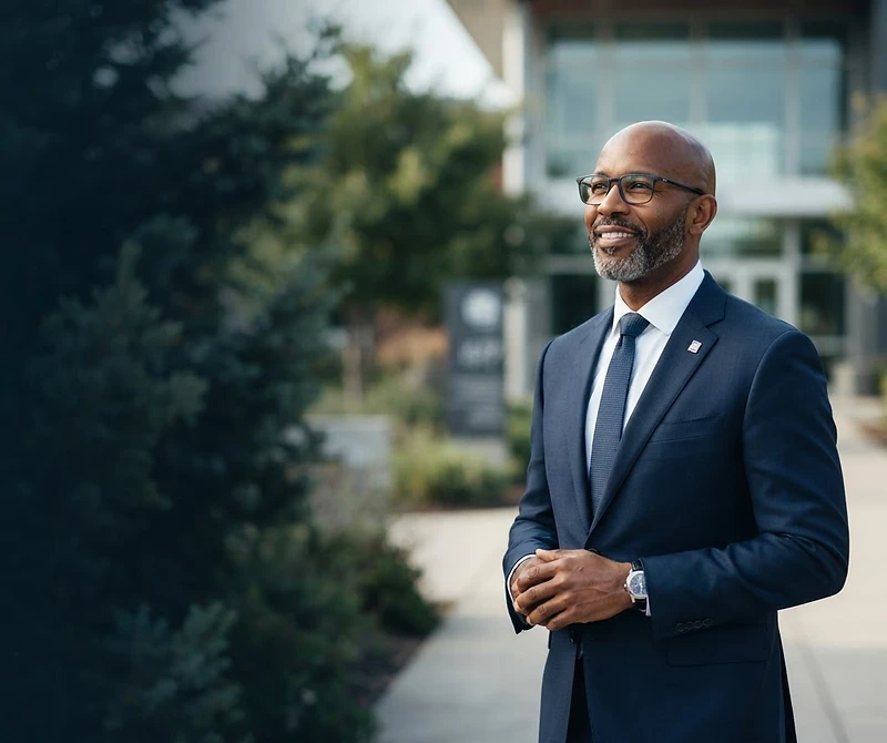 A district executive outside a school district building