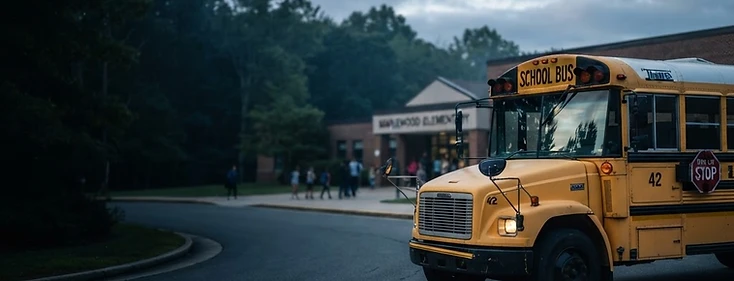 Yellow school bus ready to take students to school