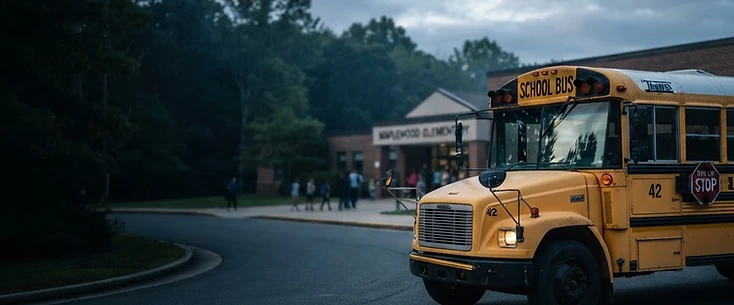 Yellow school bus ready to take students to school