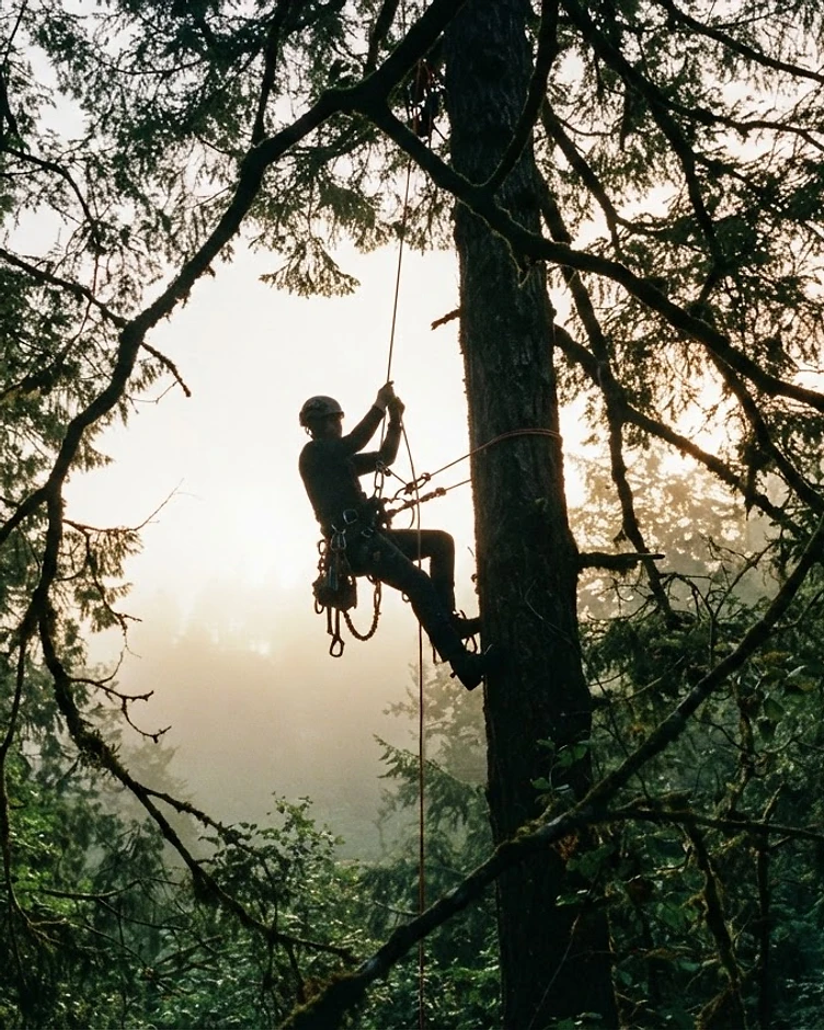 ARBOR-arborist klatrer i et gammelt tre