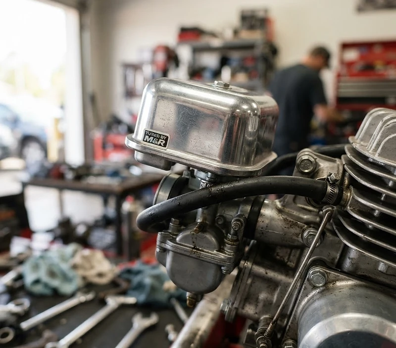 Close-up of a tuned small engine