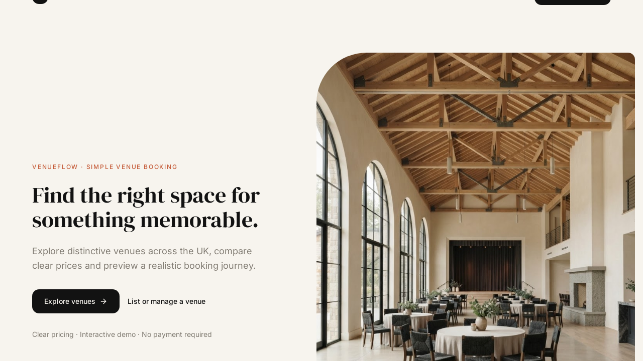 VenueFlow Booking Experience template preview