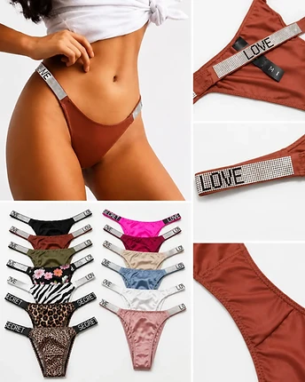 BALJA LOVE Strass String – Satin Look