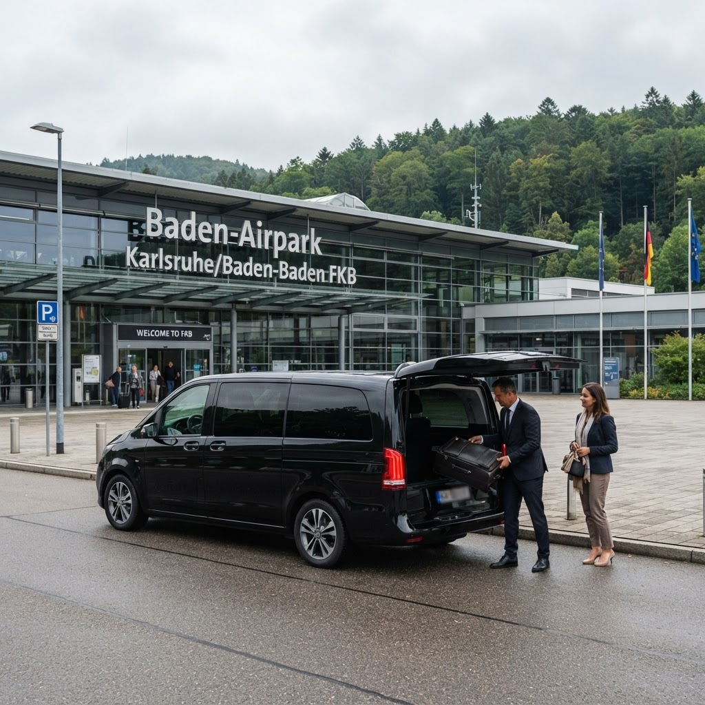 Transfert privé VTC aéroport Baden-Baden Karlsruhe FKB, van premium avec chauffeur