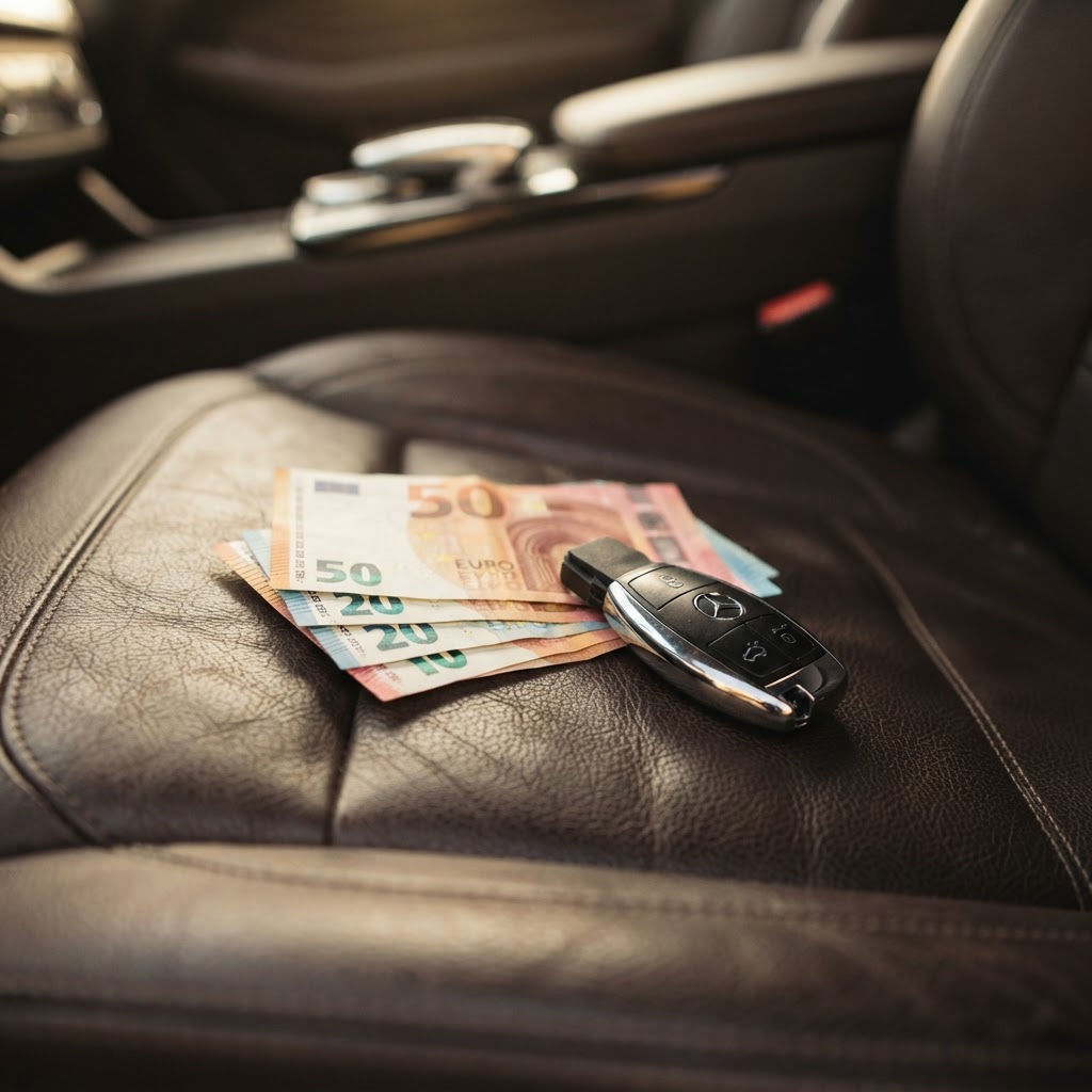 Tarifs fixes, euros et clé de voiture noire