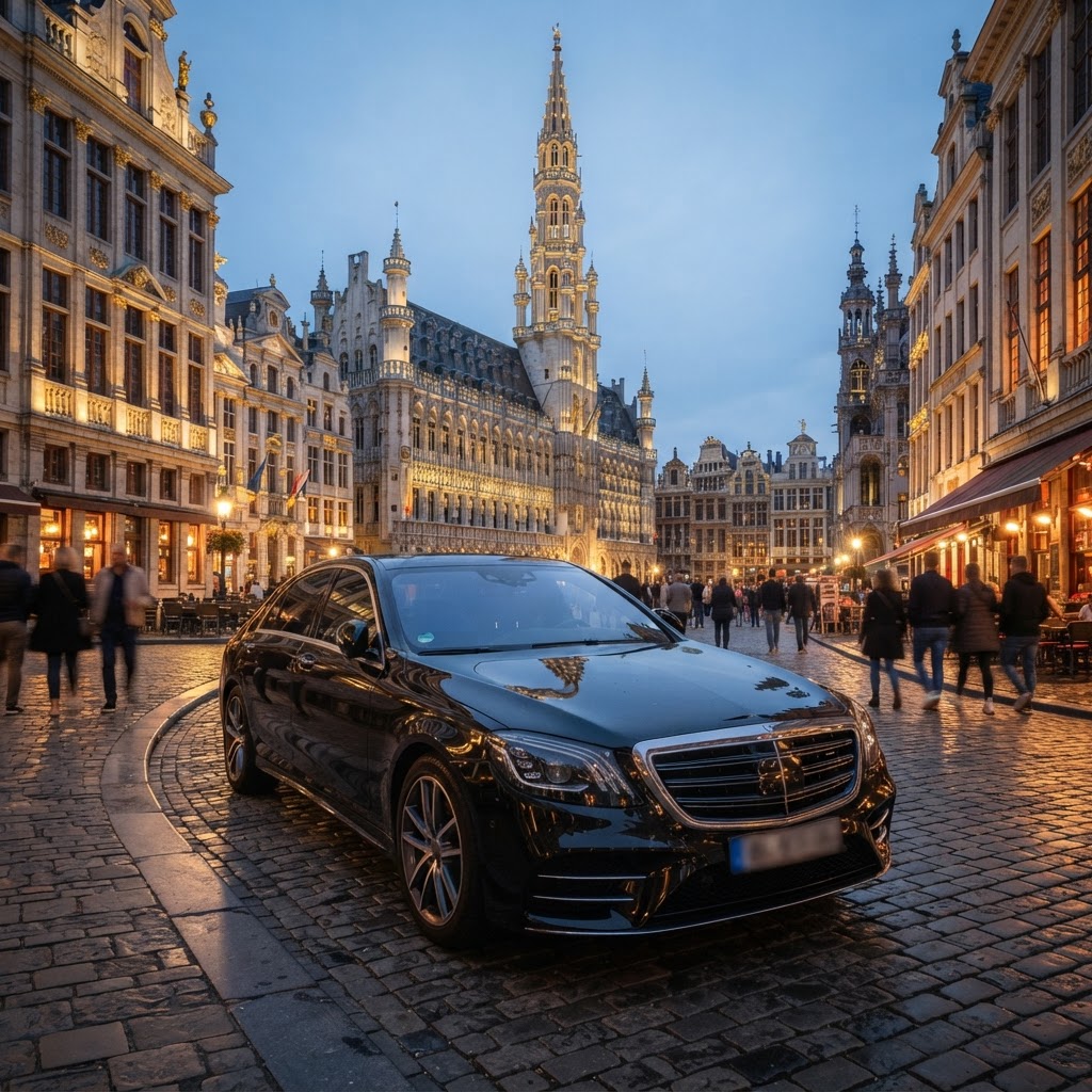 Transfert privé VTC Bruxelles, berline de luxe sur la Grand-Place