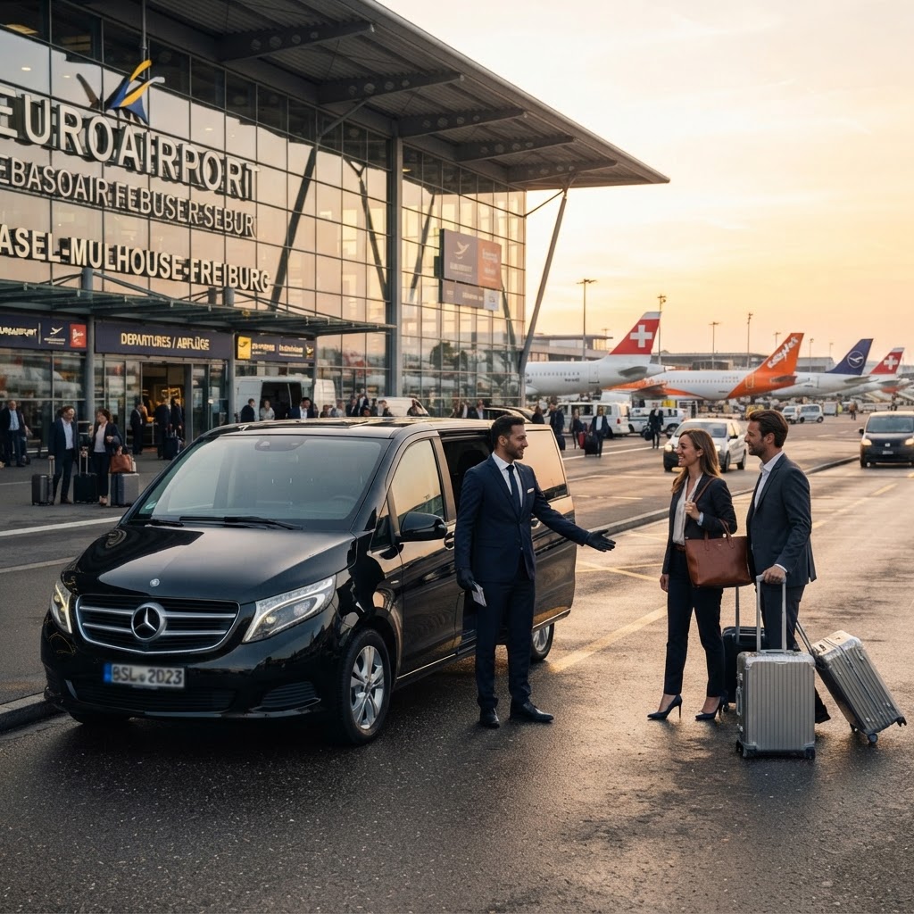 Navette VTC aéroport Bâle-Mulhouse-Fribourg BSL, van de luxe avec chauffeur privé