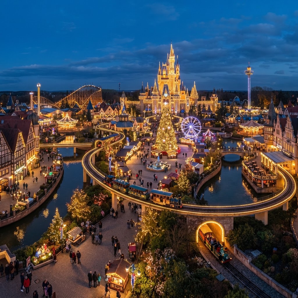 Europa-Park illuminé le soir