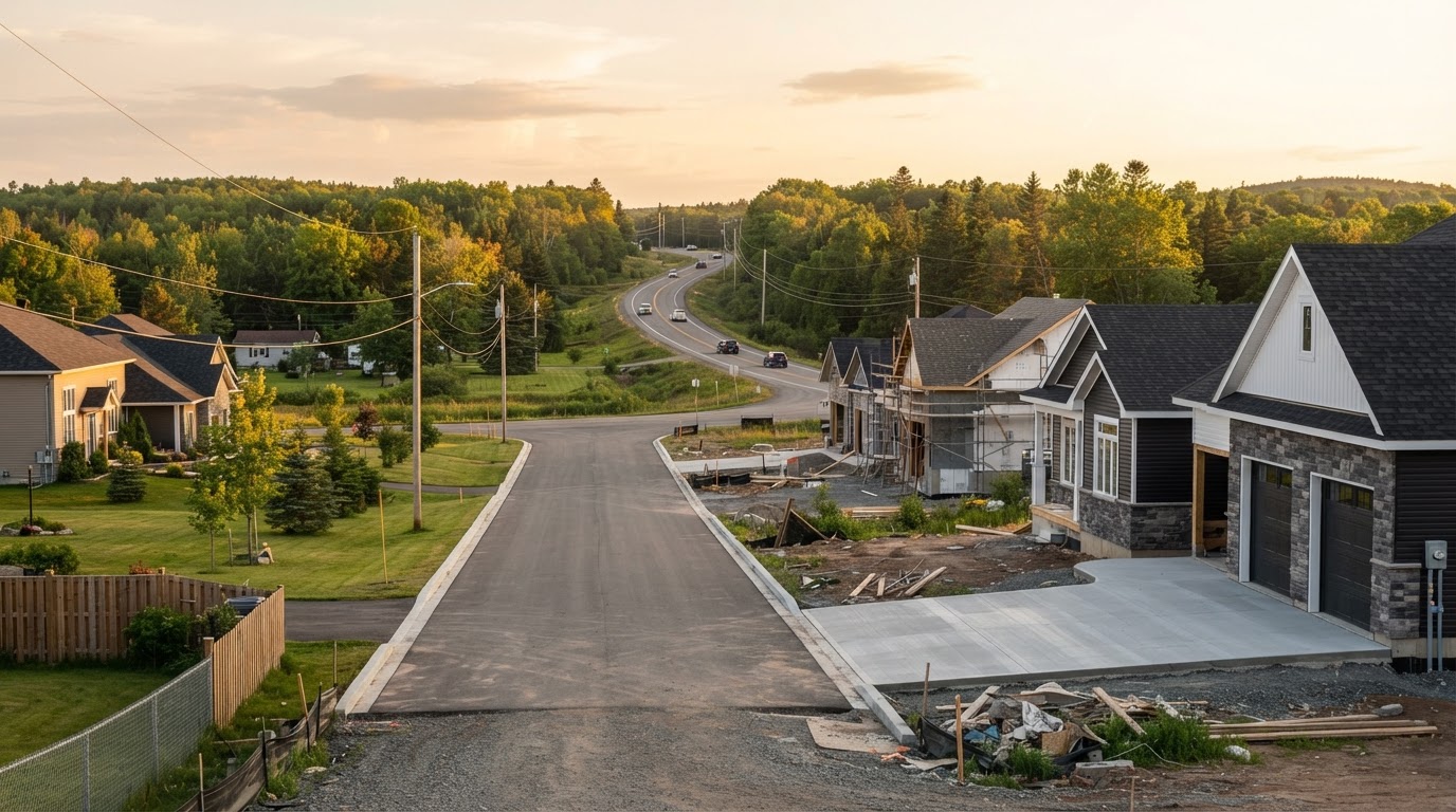 Hanwell, NB — concrete slab and driveway service area