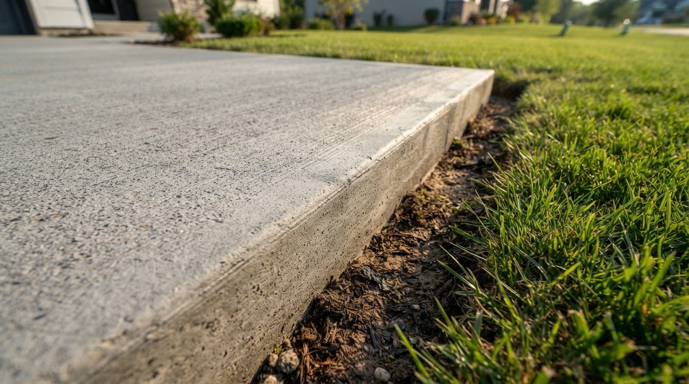 Freshly poured broom-finished concrete slab at a Fredericton, NB jobsite