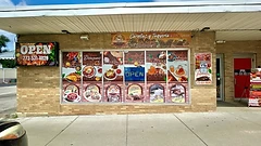 El Alex storefront window signage