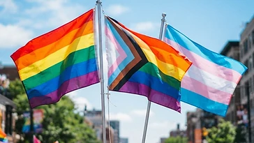 Progress Pride flag flying outside a Halton Region town hall during a Pride month flag raising ceremony