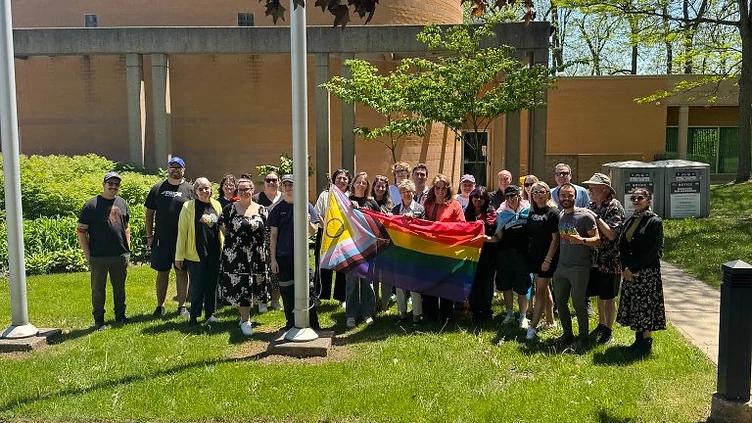 Pride Halton community members at the Georgetown / Halton Hills flag raising ceremony