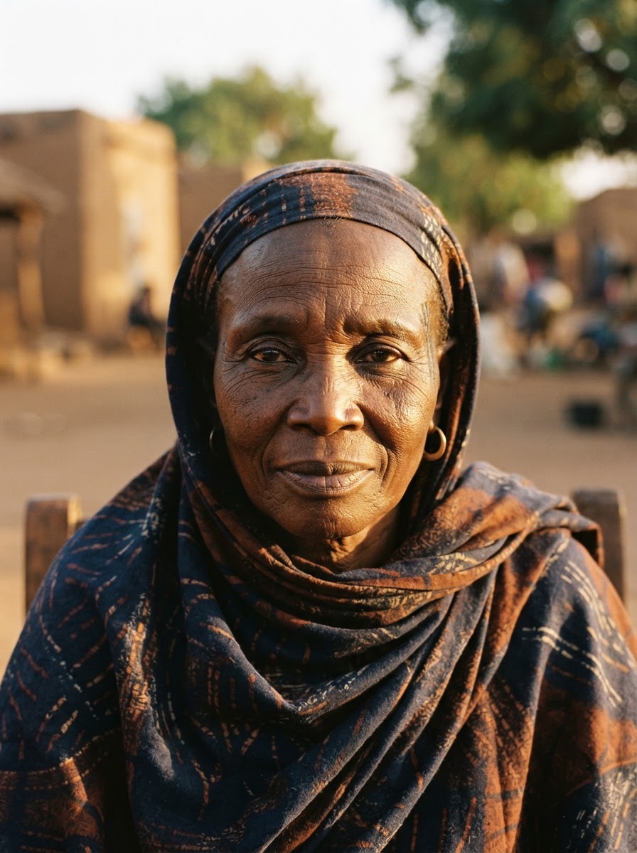 An elder of a Burkina Faso village photographed at golden hour