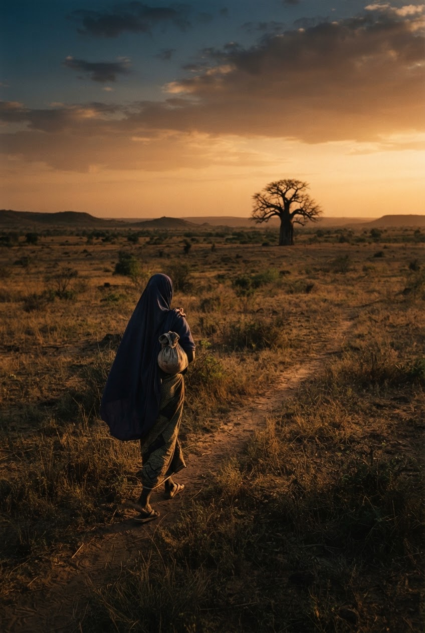 A Journey Home, golden-hour photograph from the Still Smiling documentary journey in Burkina Faso