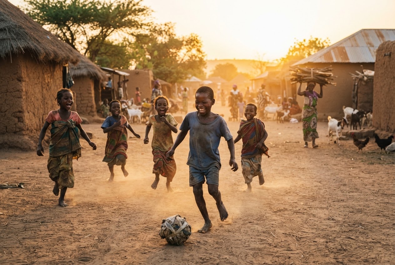 Children playing in the dust of a Burkina Faso village