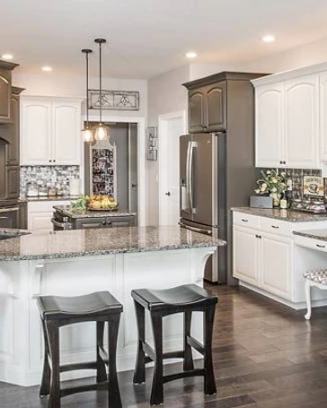 Kitchen with painted cabinets