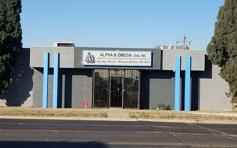 Commercial facility with painted exterior and blue accent pillars, commercial exterior painting