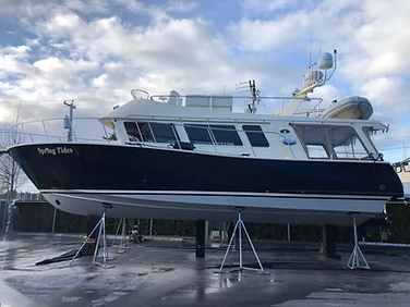 After — boat hull prepped and sealed