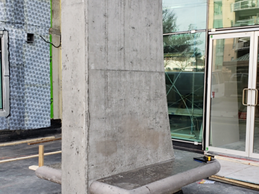 Before — concrete bench during construction