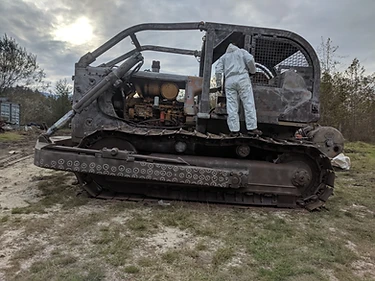 After — blasted bulldozer tracks