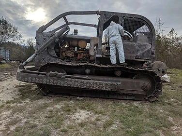After — blasted bulldozer tracks
