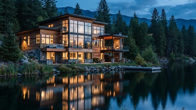 Stillwater — lakeside exterior at dusk