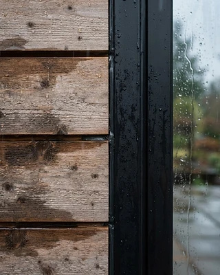Stillwater — cedar and steel detail