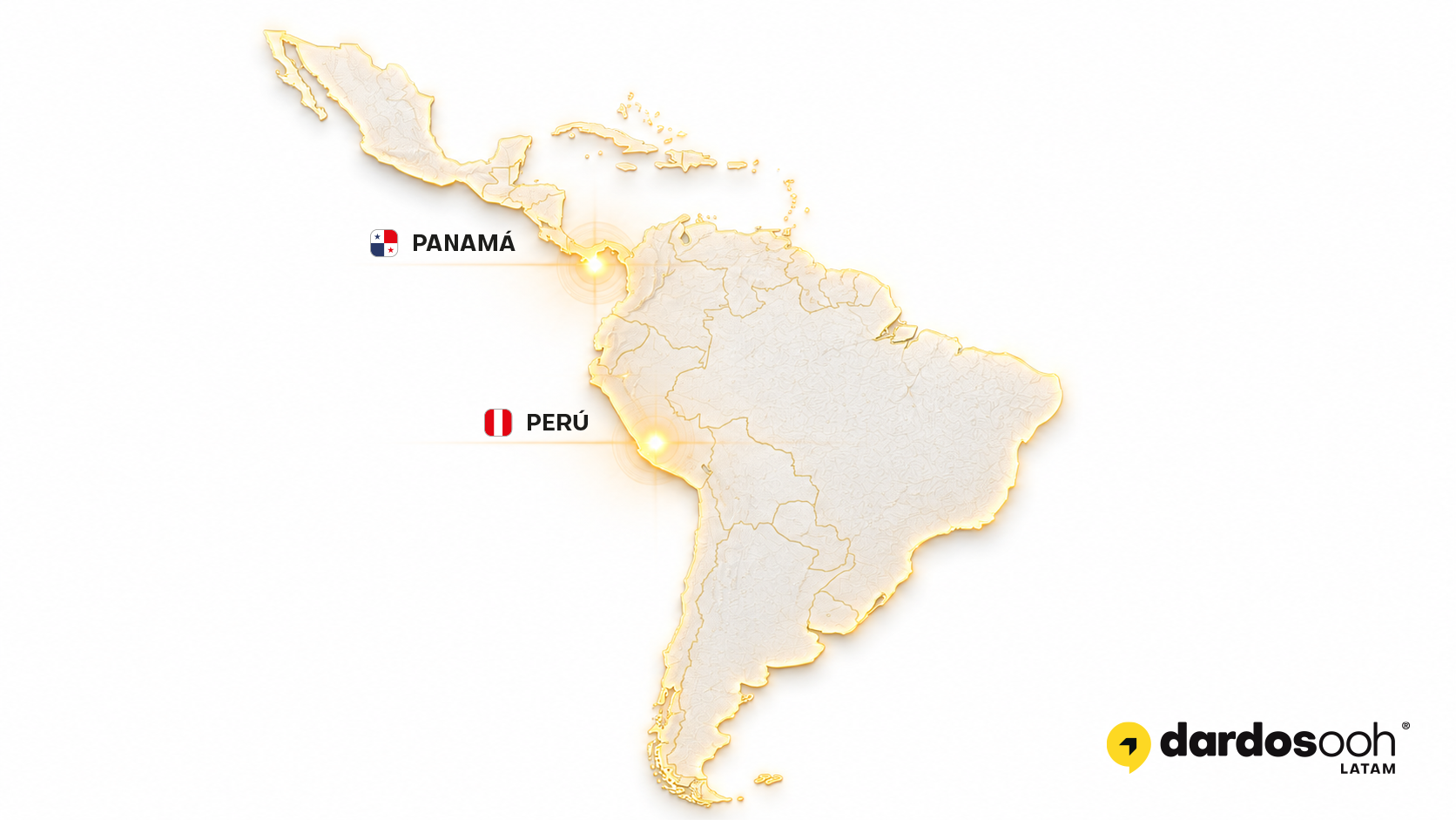 Mapa regional Dardos OOH — Perú y Panamá
