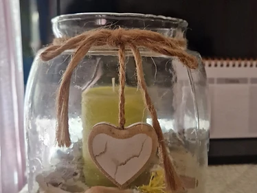 Dekoration Glas mit Kerze Muscheln