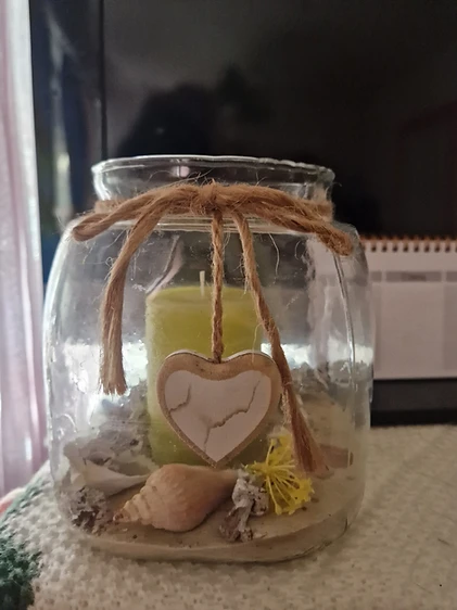 Dekoration Glas mit Kerze Muscheln – Bild 1