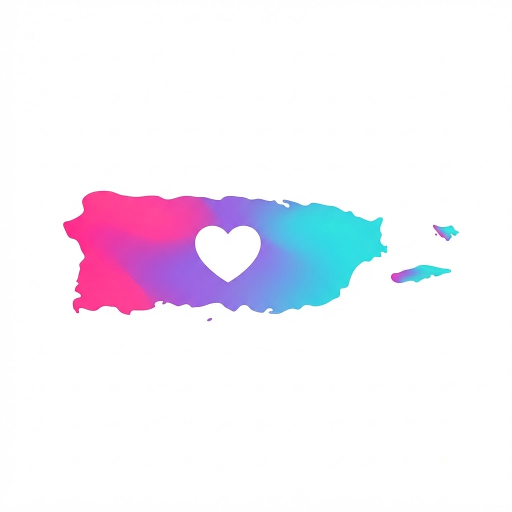 Puerto Rico with a heart cut out