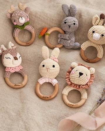 Personalised Wooden Baby Rattle