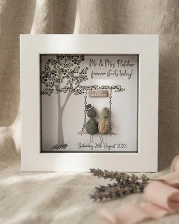 Just Married — Pebble Keepsake Picture