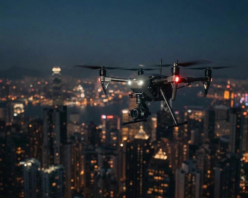 Skyline drone at dusk