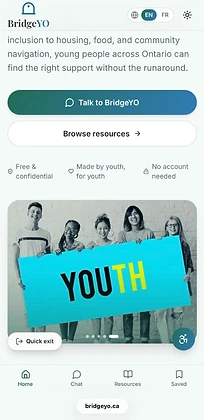 BridgeYO resource menu on tablet