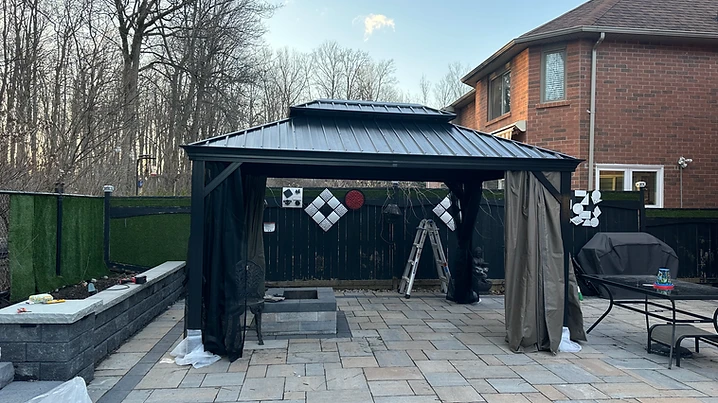 Sojag 10×12 gazebo installed on pavers / interlock in Mississauga, Ontario