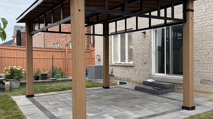 Yardistry 12×14 gazebo installed in Aurora on pavers / interlock by Premier Assembly
