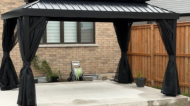 Sojag 10×14 gazebo installed in Cambridge on concrete by Premier Assembly