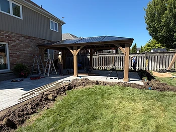 Yardistry 12×24 gazebo installed on pavers / interlock in Caledon, Ontario — photo 2