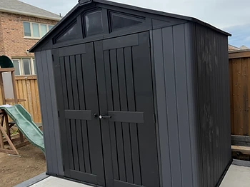 Keter 8×10 shed installed on concrete in Brampton, Ontario