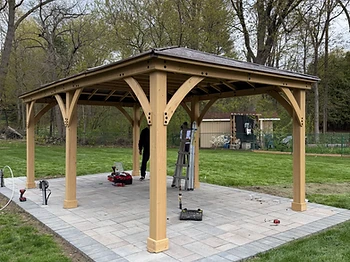 Yardistry 12×20 gazebo installed on pavers / interlock in Barrie, Ontario — photo 1