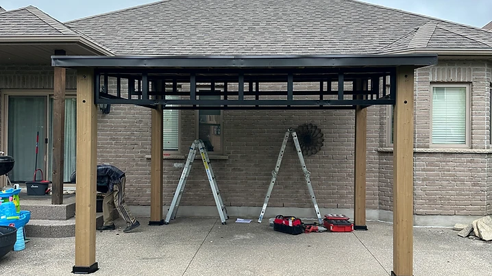 Yardistry 12×14 gazebo installed in Vaughan on concrete by Premier Assembly
